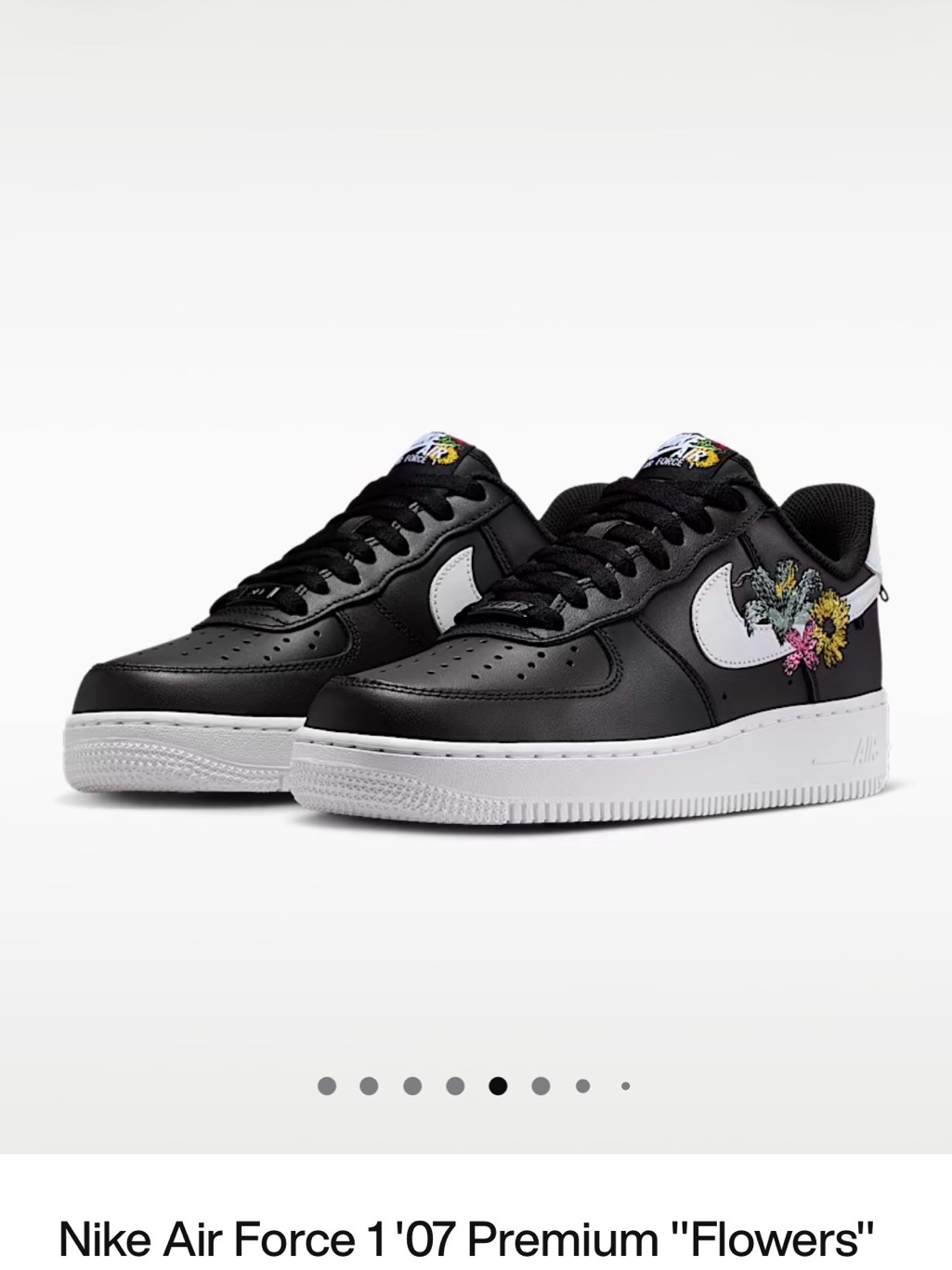Brand New Nike Air Force 1 07 Premium  Black White  Gold Floral Accents